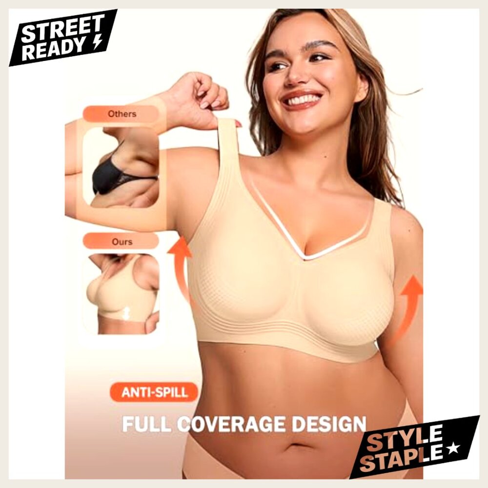 Wireless Push Up Bra Full Coverage Supportive Sea… - image 3